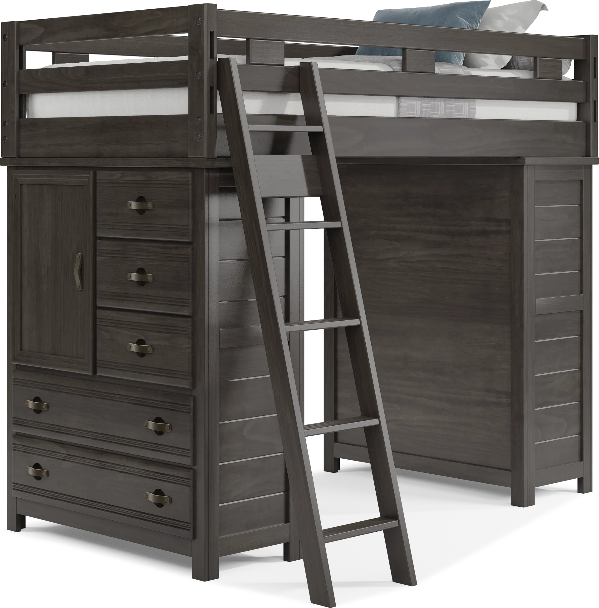 Kids Creekside 2.0 Charcoal Twin Loft with 2 Loft Chests - Image 1