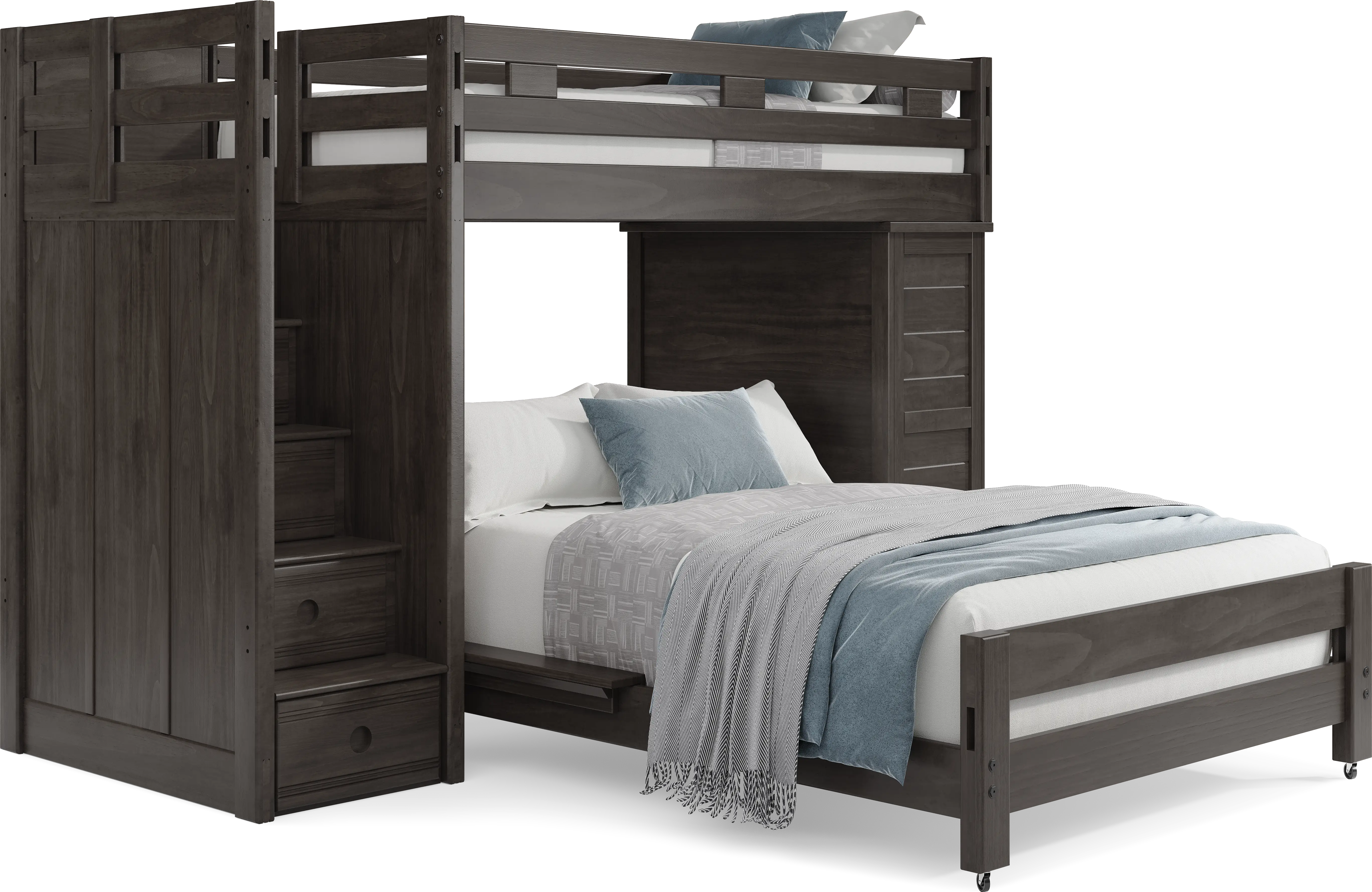 Kids Creekside 2.0 Charcoal Twin/Full Step Loft with Loft Chest - Thumbnail - Image 1