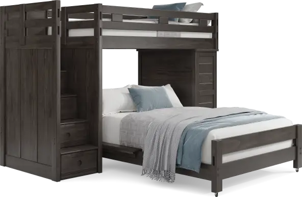Kids Creekside 2.0 Charcoal Twin/Full Step Loft with Loft Chest