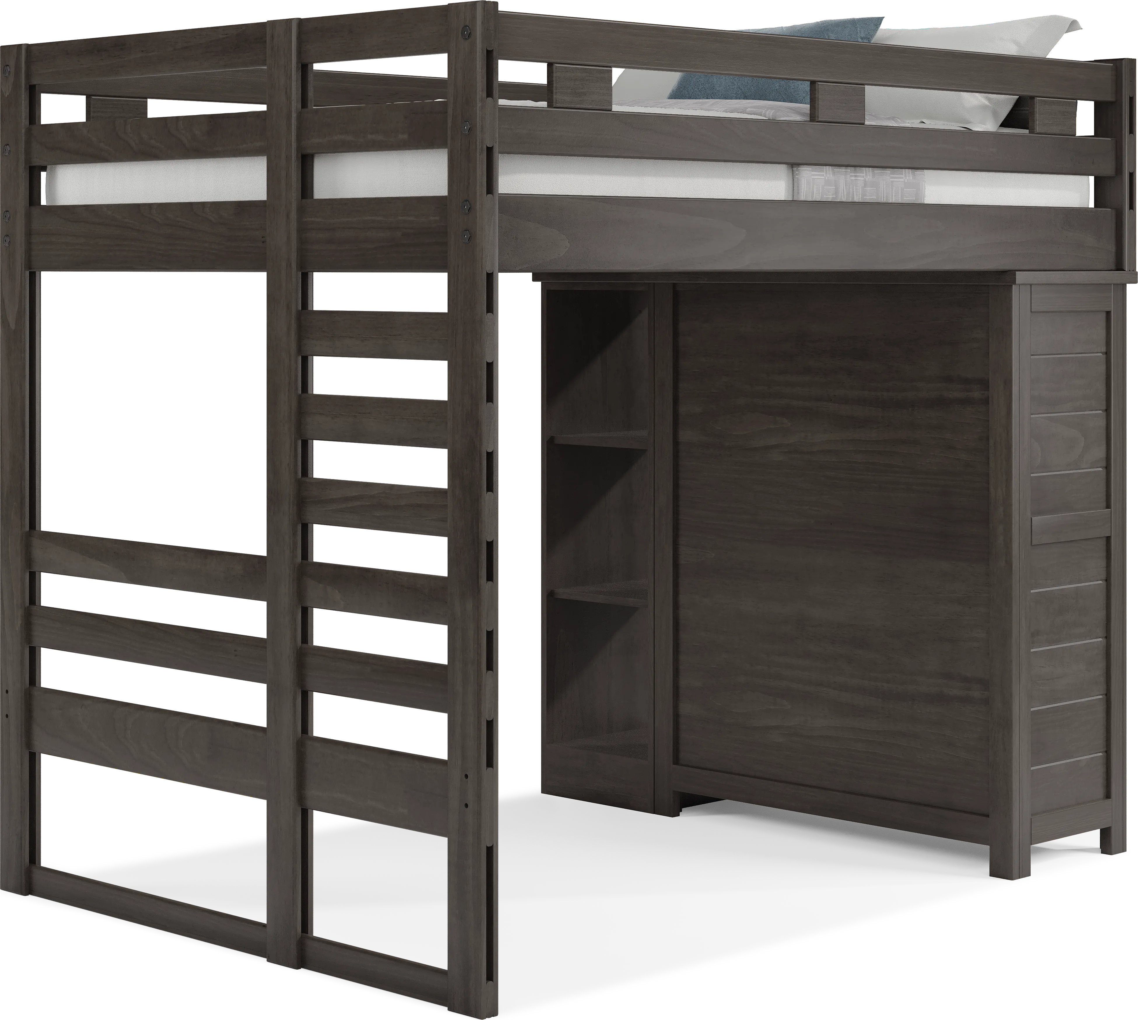 Kids Creekside 2.0 Charcoal Full Loft with Loft Chest and Bookcase - Thumbnail - Image 1