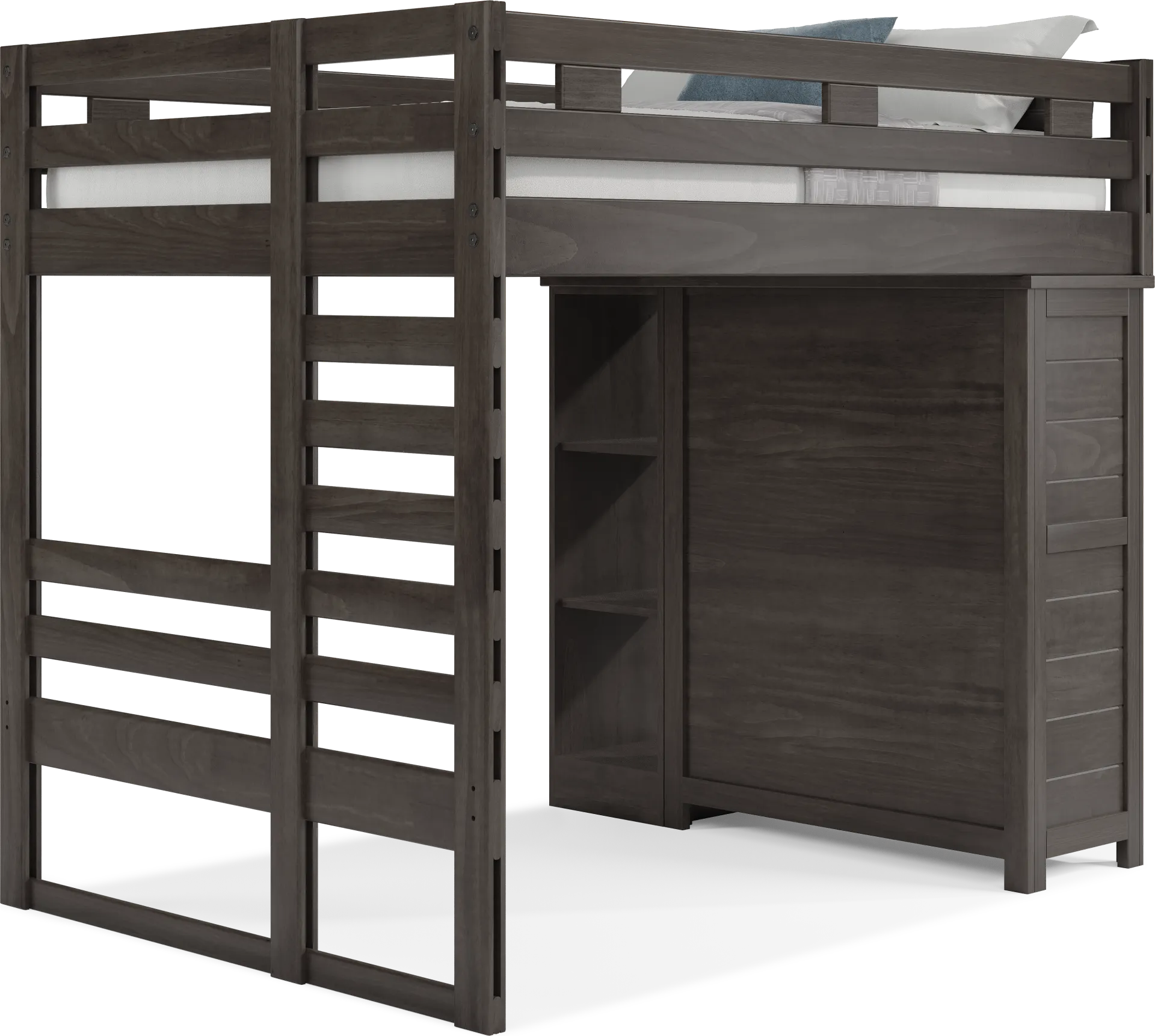 Kids Creekside 2.0 Charcoal Full Loft with Loft Chest and Bookcase - Image 1