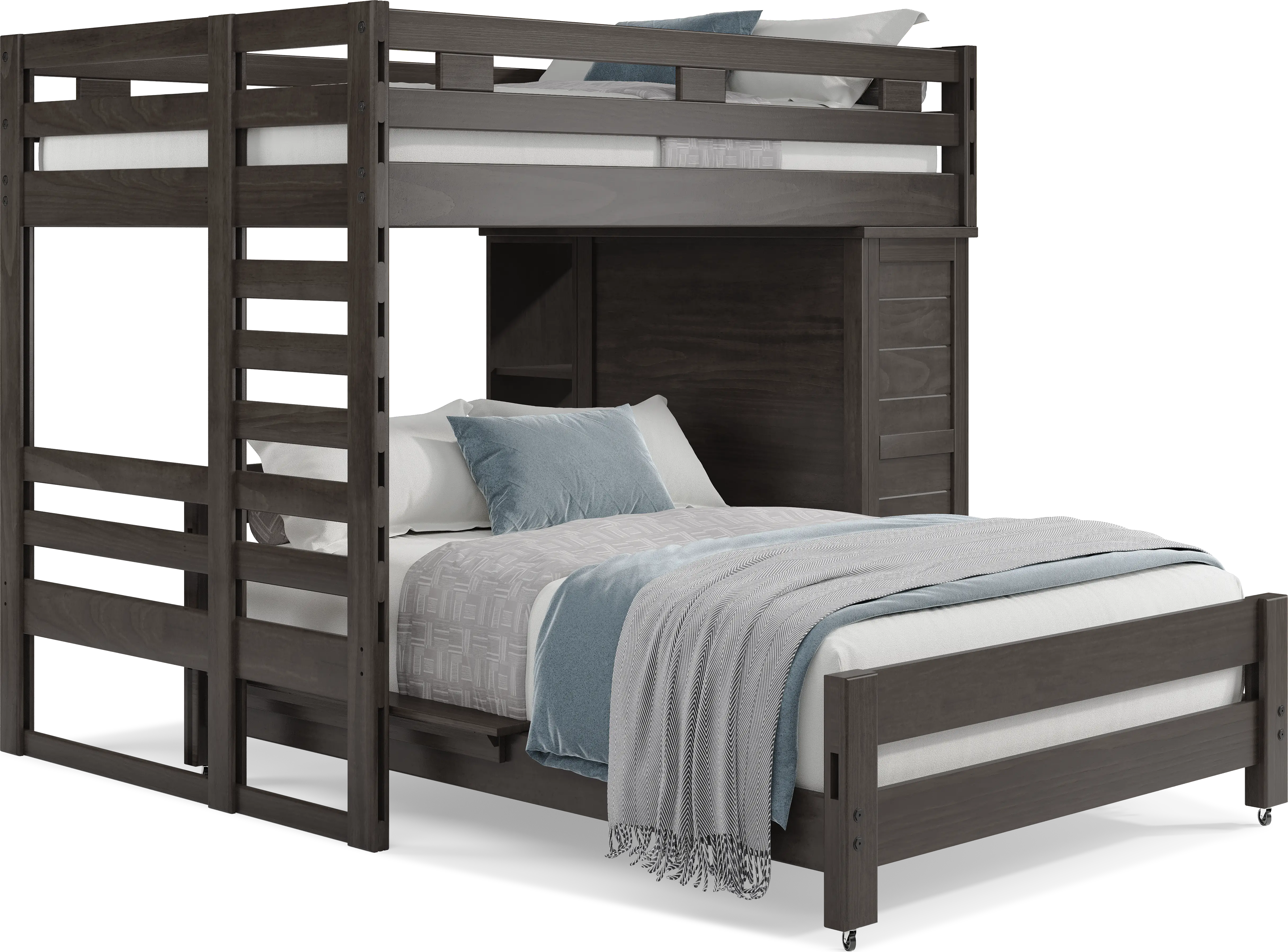 Kids Creekside 2.0 Charcoal Full/Full Loft with Loft Chest and Bookcase - Thumbnail - Image 1