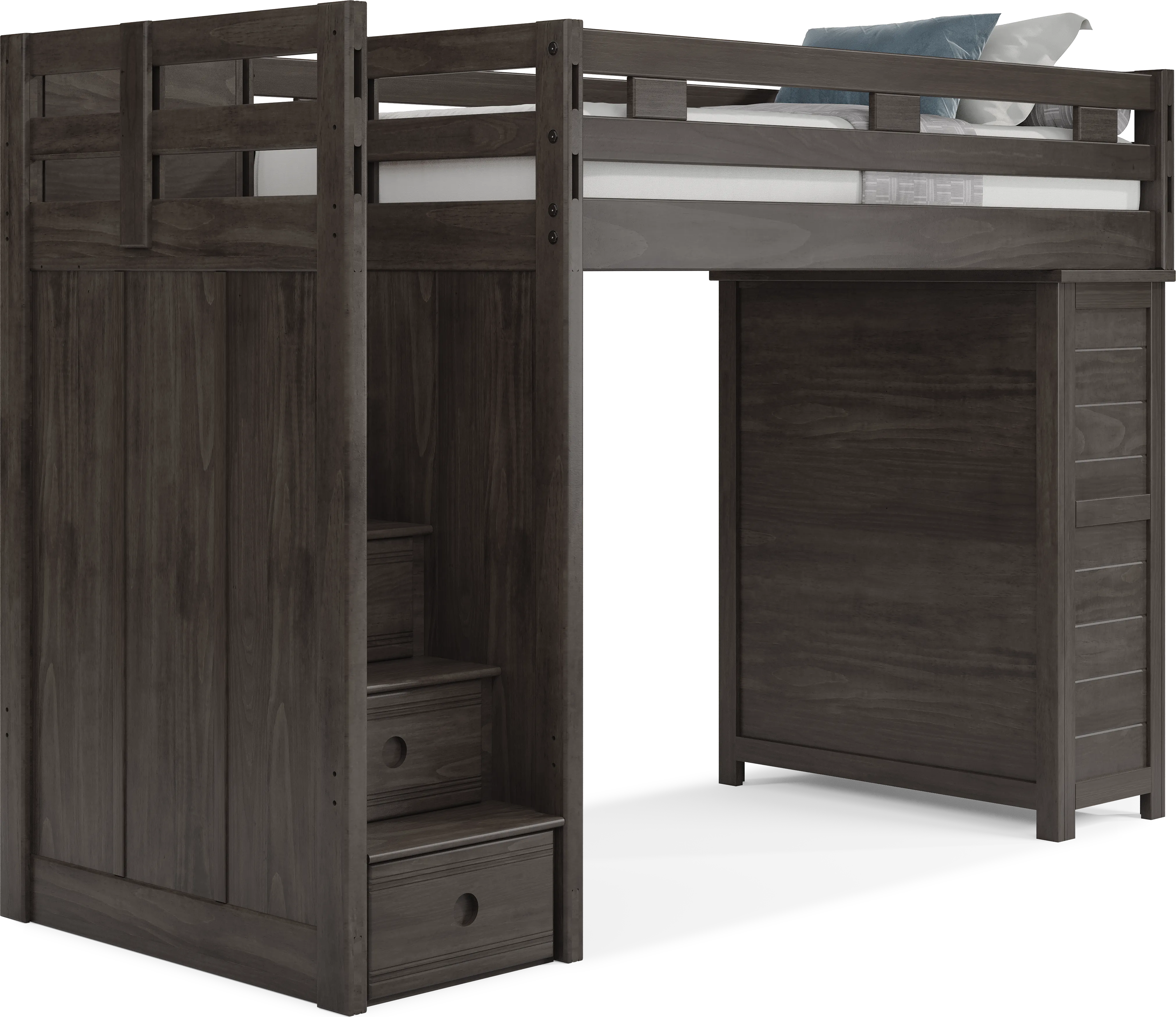 Kids Creekside 2.0 Charcoal Twin Step Loft with Loft Chest - Thumbnail - Image 1