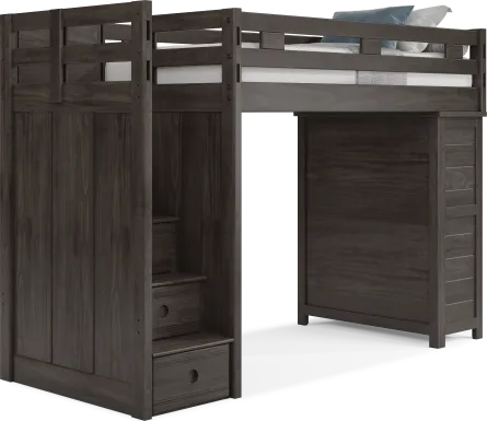 Kids Creekside 2.0 Charcoal Twin Step Loft with Loft Chest