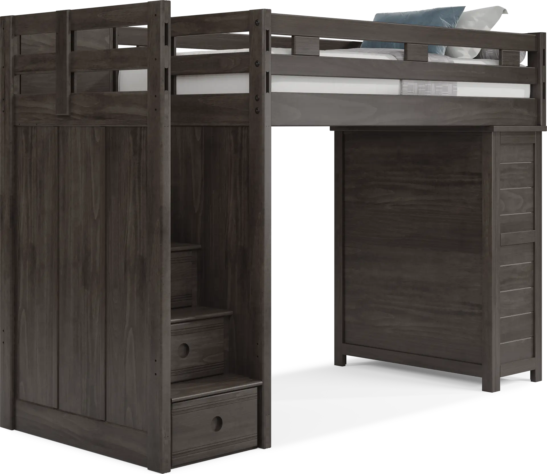 Kids Creekside 2.0 Charcoal Twin Step Loft with Loft Chest