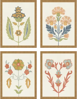 Chic Flourish Beige Artwork, Set of 4