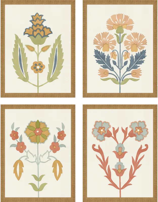 Chic Flourish Beige Artwork, Set of 4