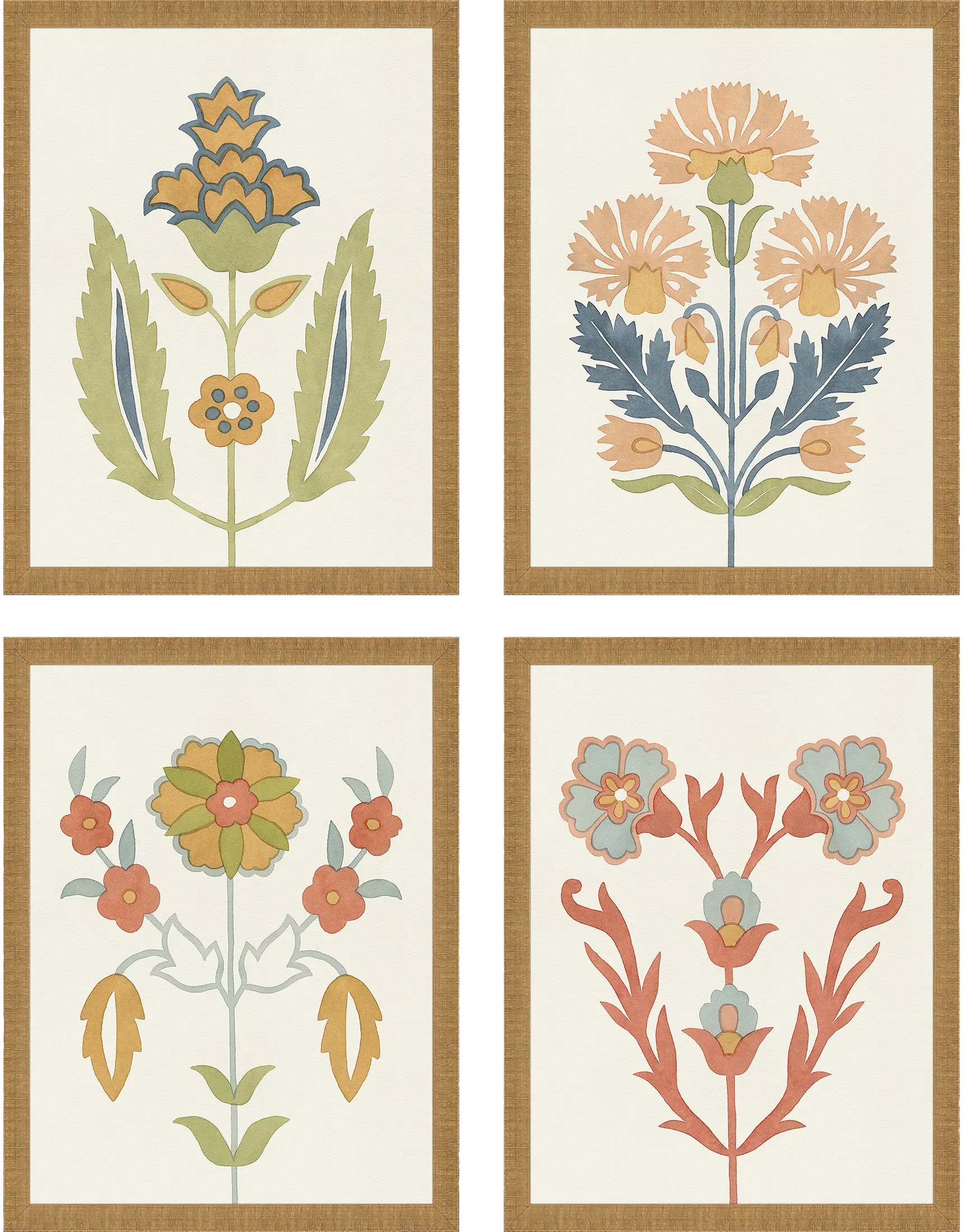 Chic Flourish Beige Artwork, Set of 4