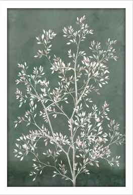 Gentle Tree I Green Framed Artwork