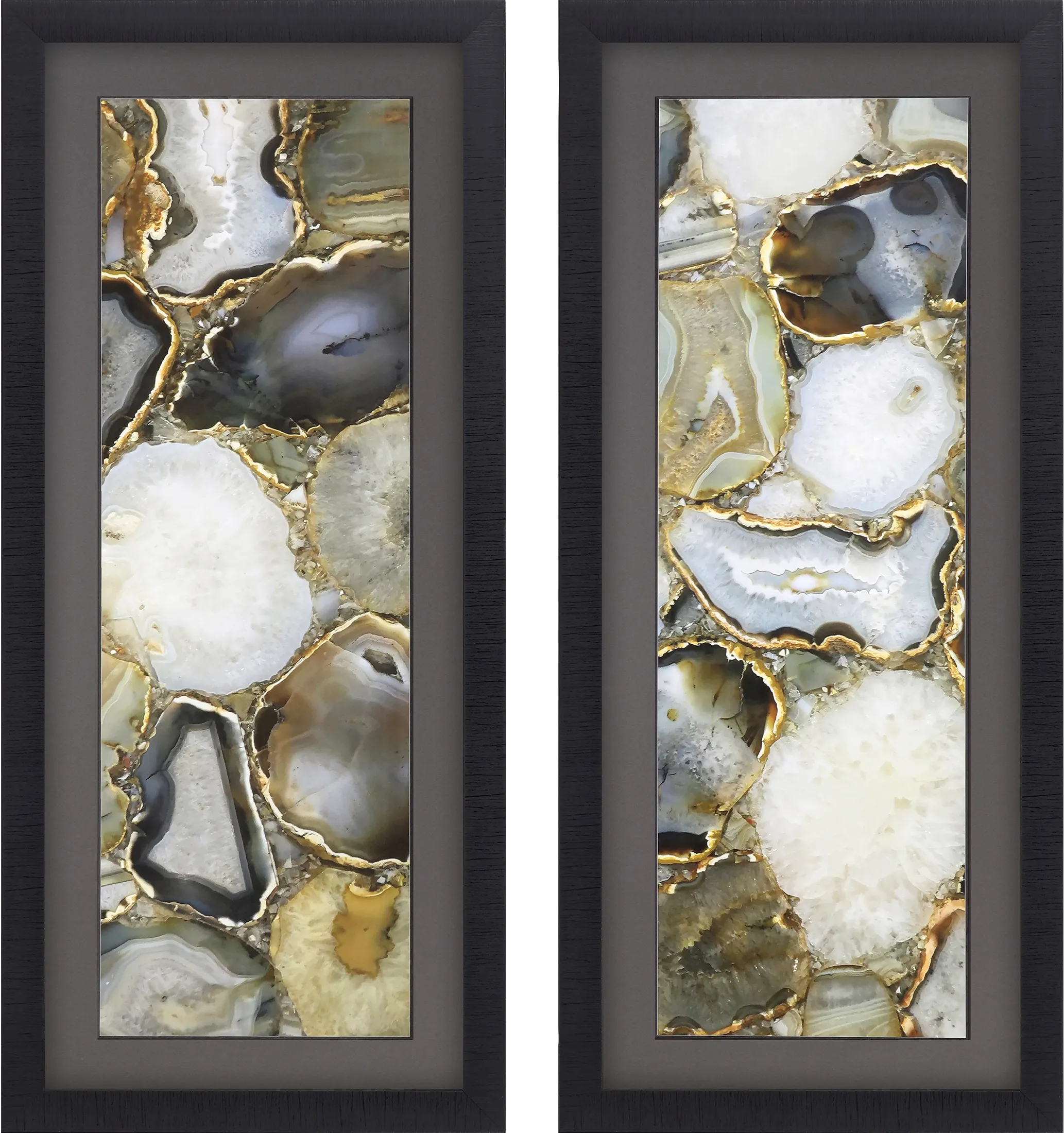 Agate Quartz Gray Framed Artwork, Set of 2