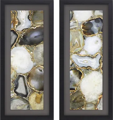 Agate Quartz Gray Framed Artwork, Set of 2