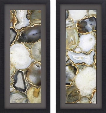 Agate Quartz Gray Framed Artwork, Set of 2