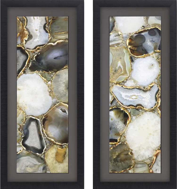 Agate Quartz Gray Framed Artwork, Set of 2