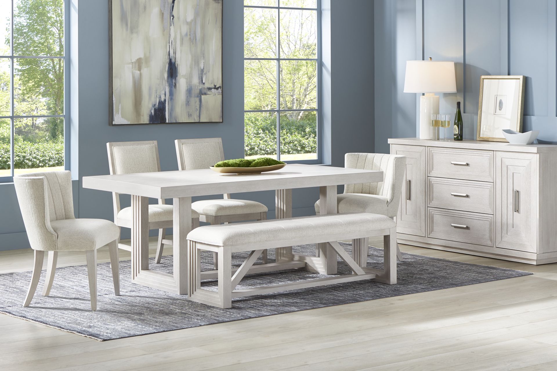 Royal Park Ivory 6 Pc Dining Room with Upholstered Chairs and Bench - Image 1