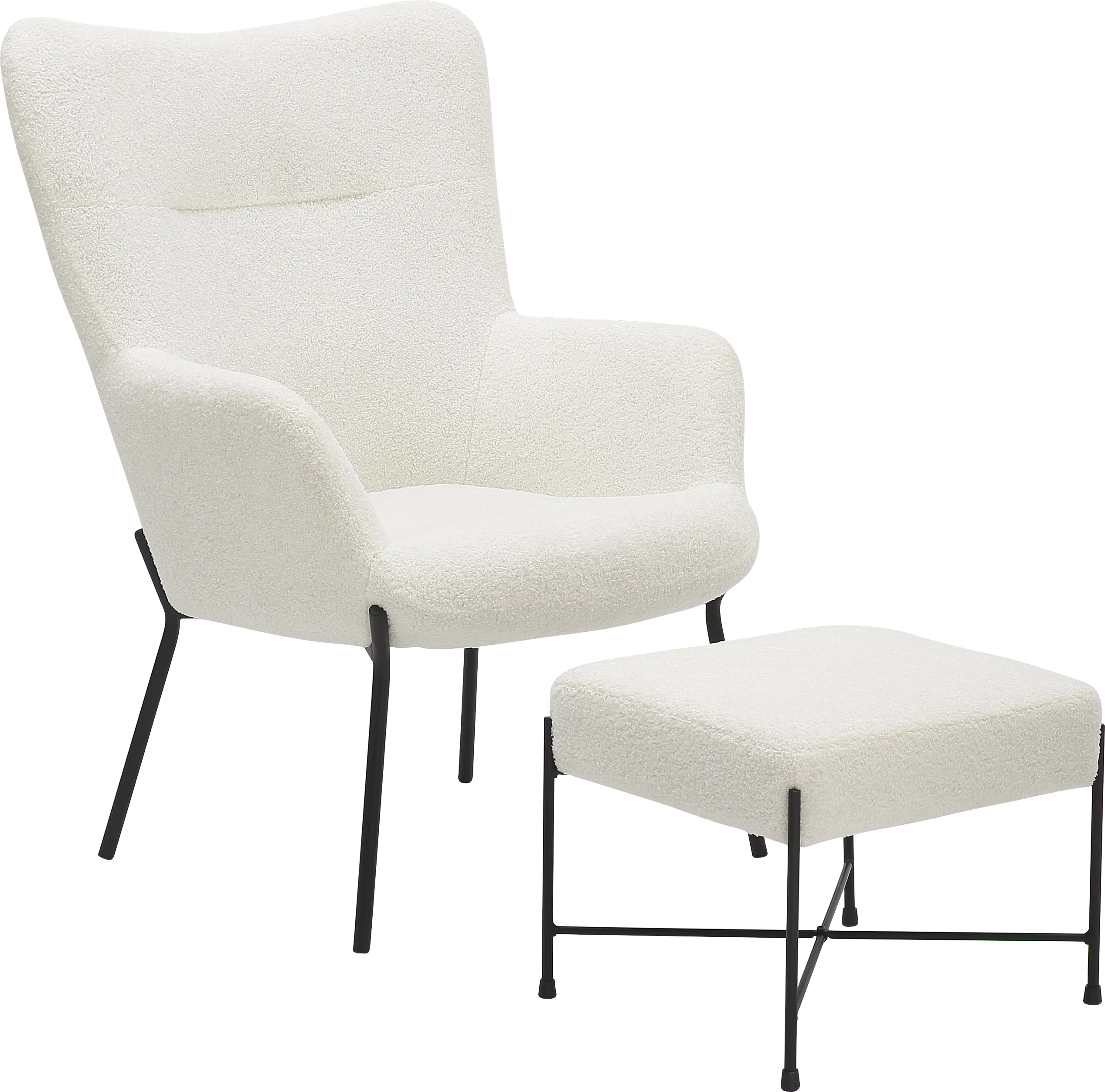 Morlaix White Accent Chair With Ottoman