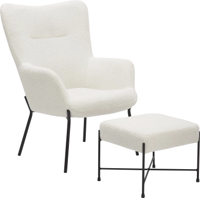 Morlaix White Accent Chair With Ottoman