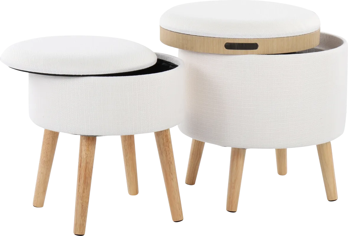 Leverde White Ottoman, Set of 2