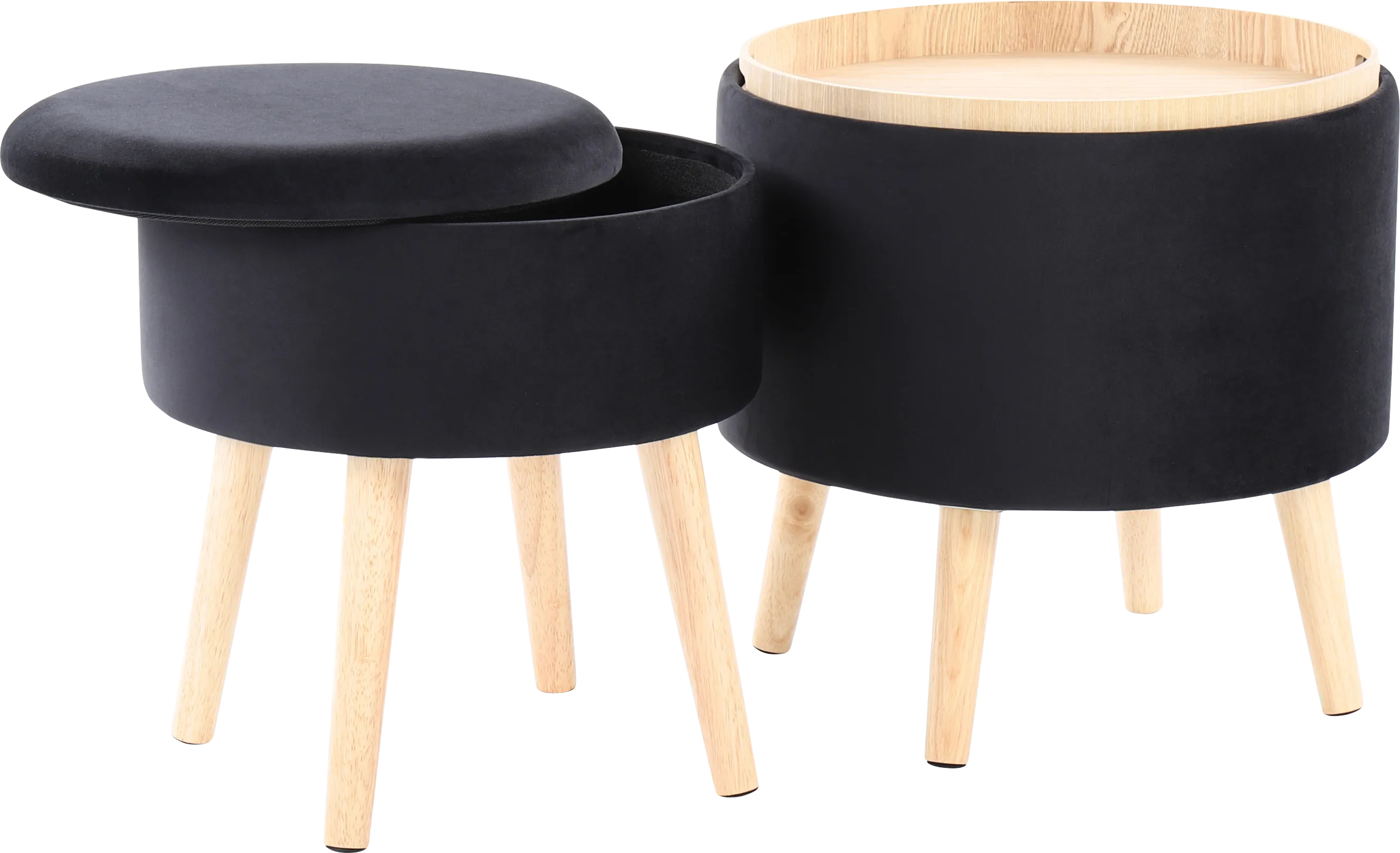 Leverde Black Ottoman, Set of 2 - Thumbnail - Image 1