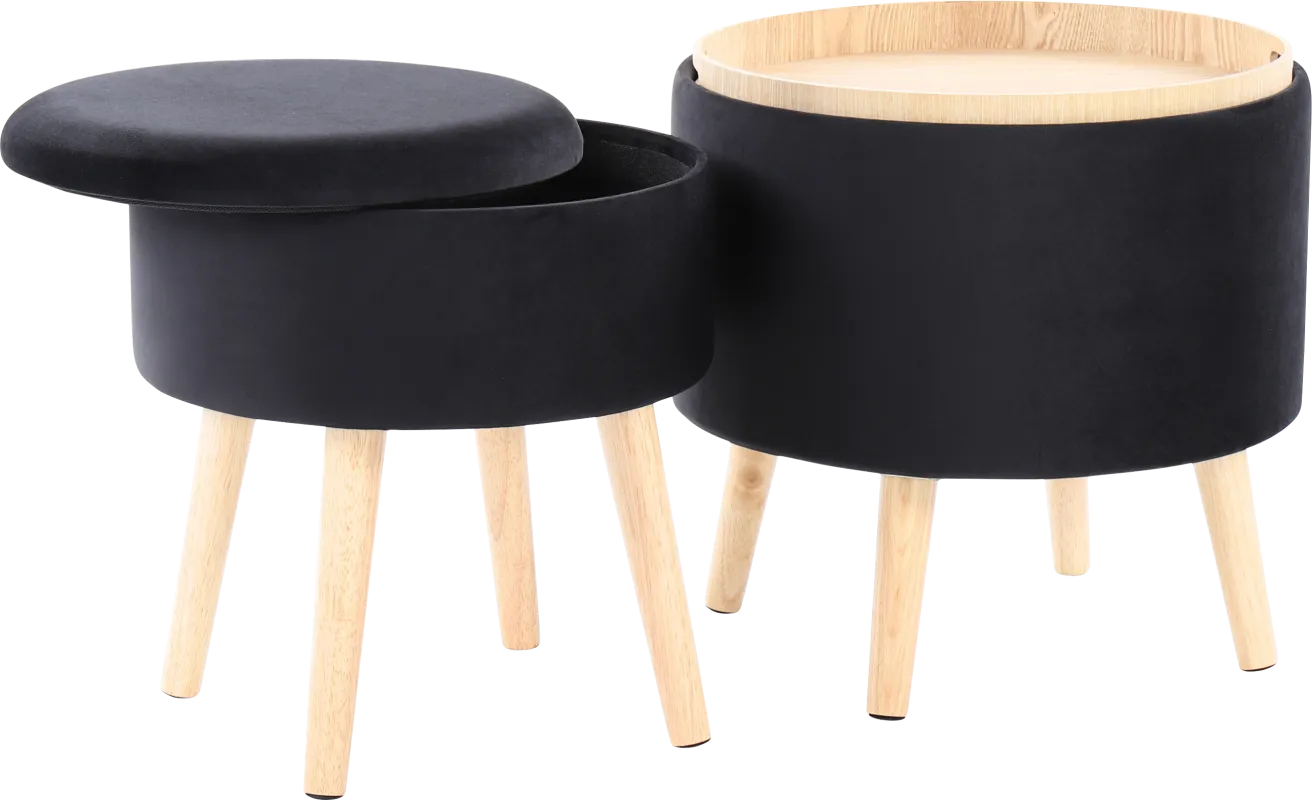 Leverde Black Ottoman, Set of 2
