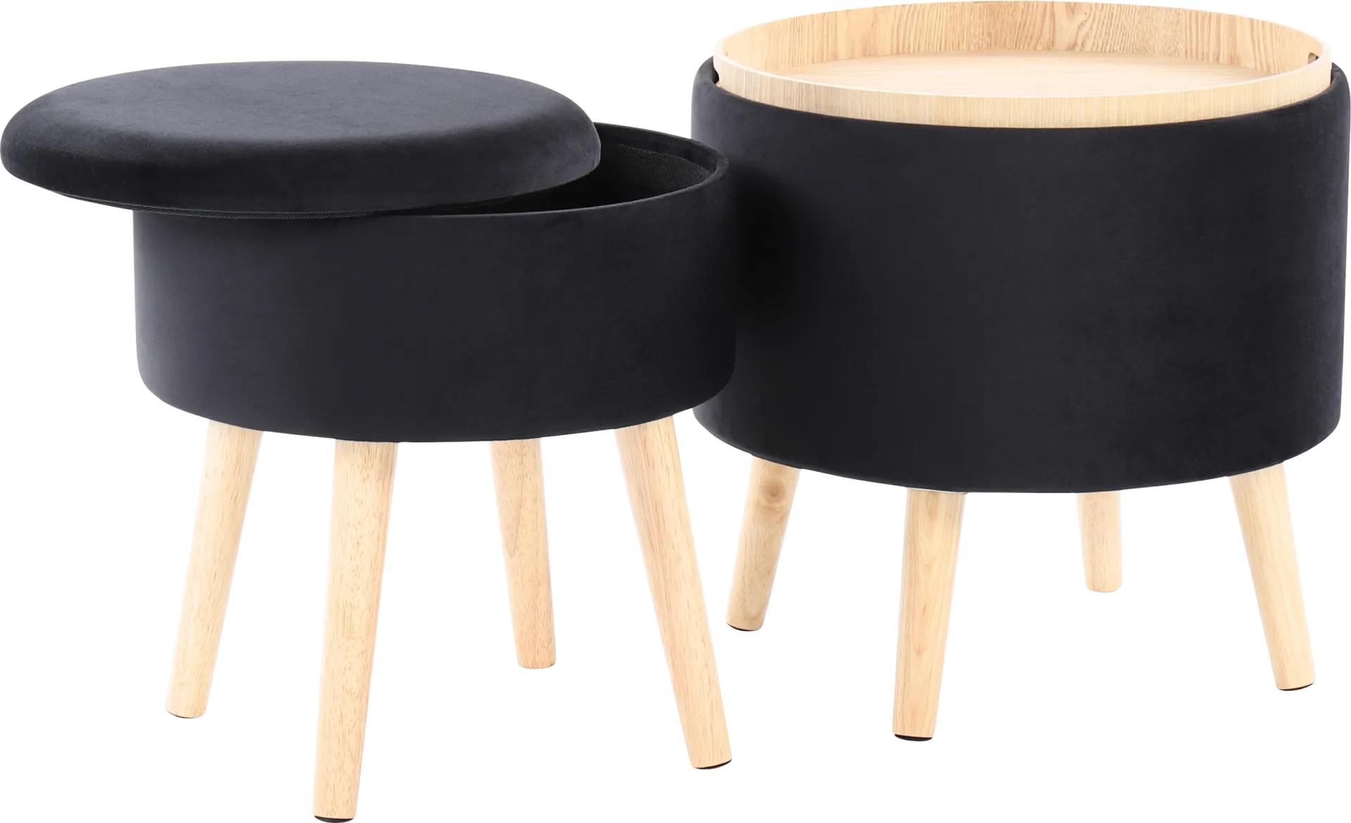 Leverde Black Ottoman, Set of 2 - Image 1