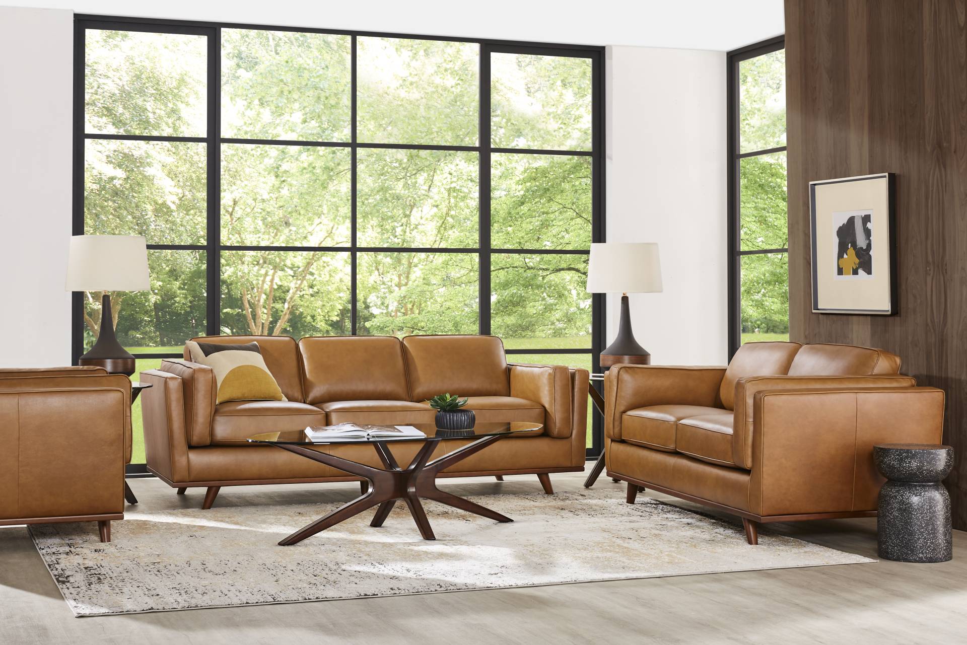 Duluth Caramel Leather 3 Pc Living Room full room
