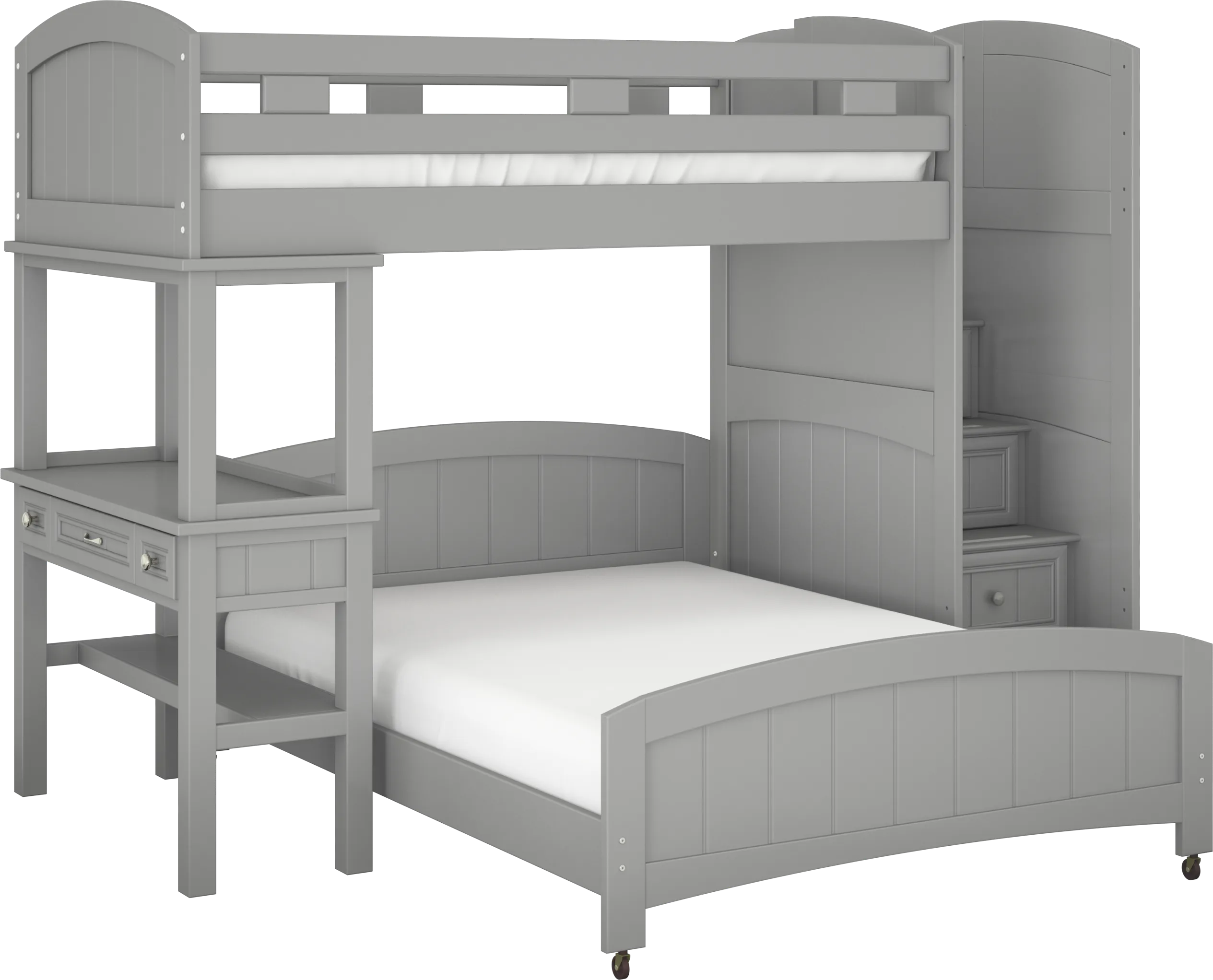 Kids Cottage Colors Gray Twin/Full Step Loft Bed with Desk - Thumbnail - Image 1