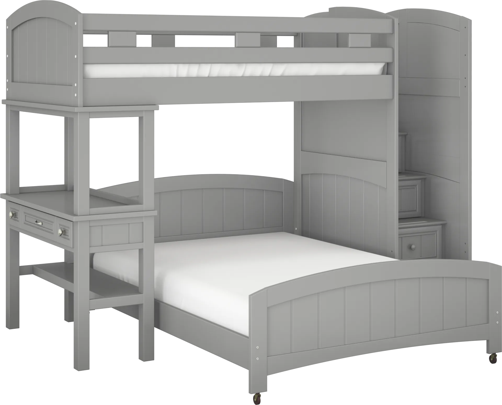 Kids Cottage Colors Gray Twin/Full Step Loft Bed with Desk - Image 1