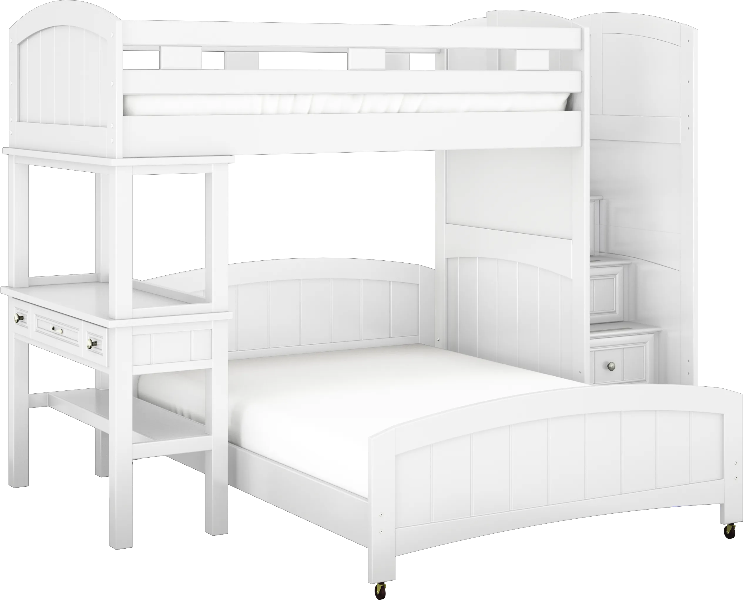 Kids Cottage Colors White Twin/Full Step Loft Bed with Desk - Thumbnail - Image 1