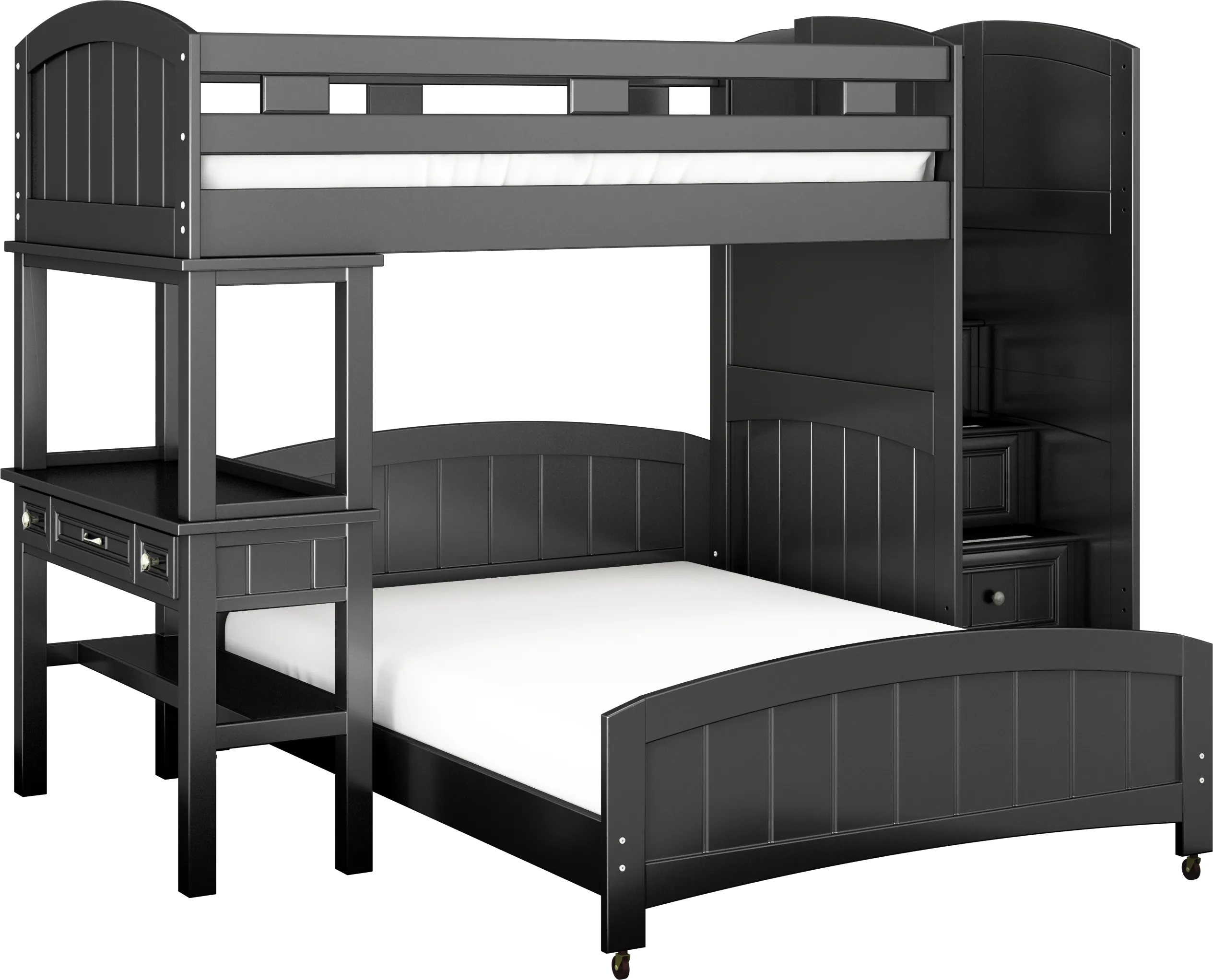 Kids Cottage Colors Black Twin/Full Step Loft Bed with Desk - Thumbnail - Image 1