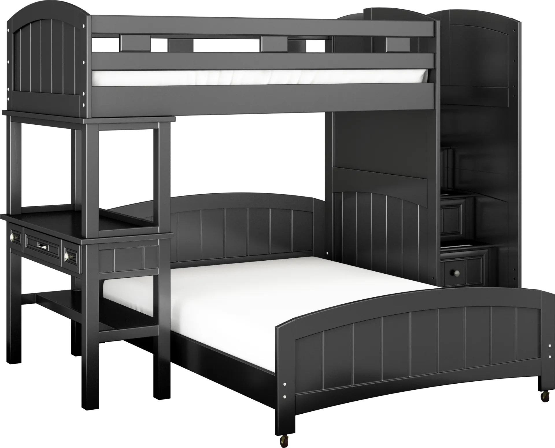 Kids Cottage Colors Black Twin/Full Step Loft Bed with Desk - Image 1