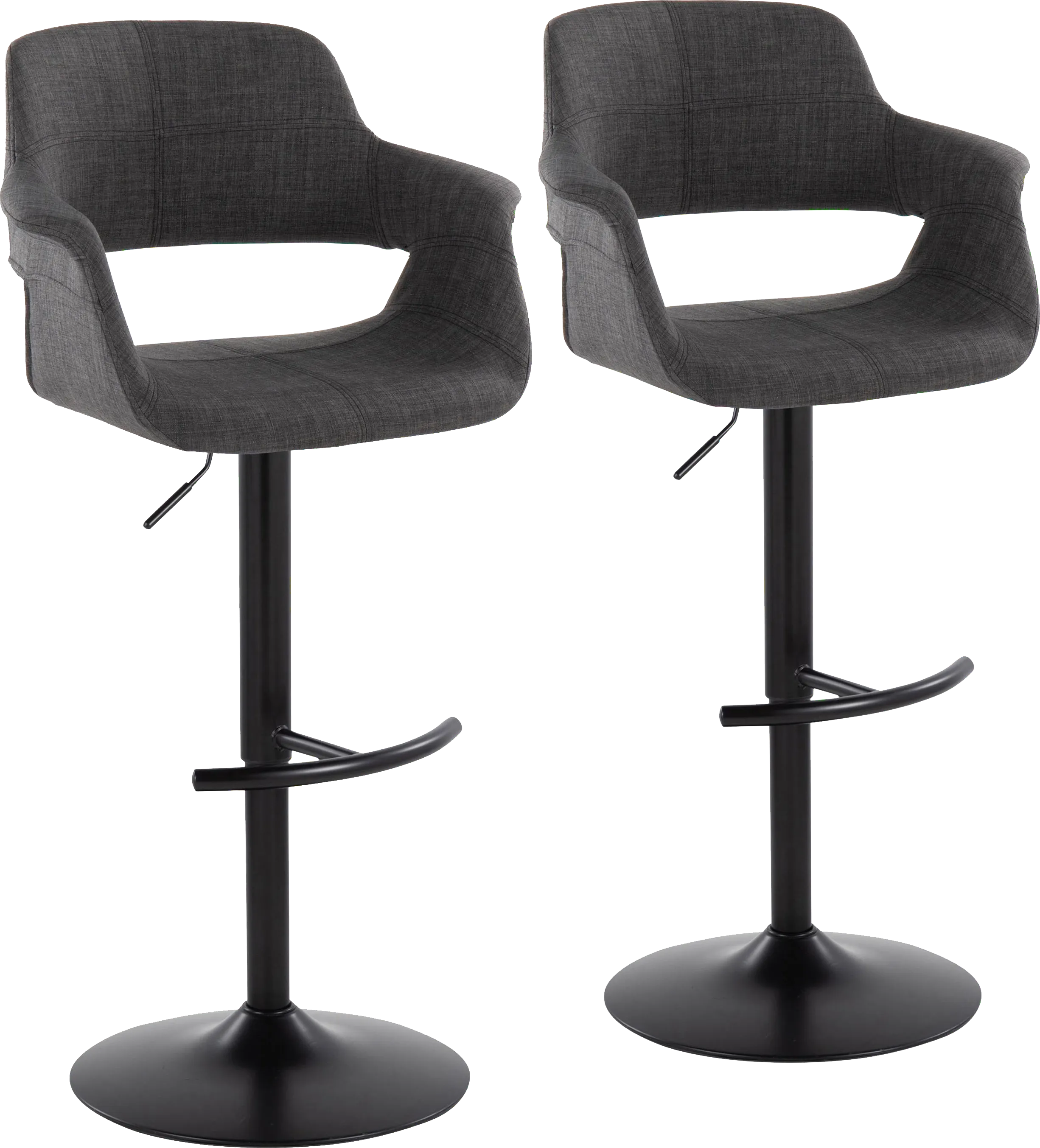 Greinwich I Charcoal Adjustable Barstool, Set of 2 - Thumbnail - Image 1