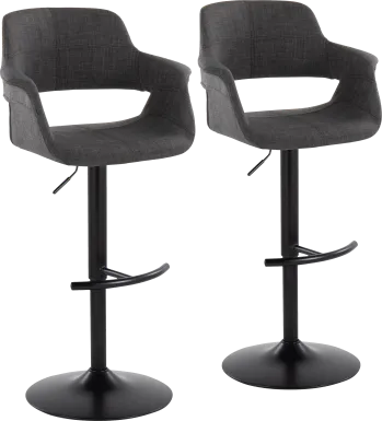Greinwich I Charcoal Adjustable Barstool, Set of 2