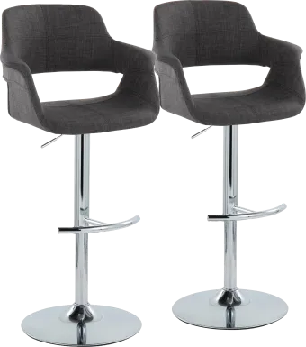 Greinwich II Charcoal Adjustable Barstool, Set of 2