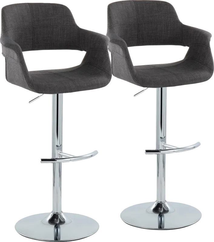 Greinwich II Charcoal Adjustable Barstool, Set of 2