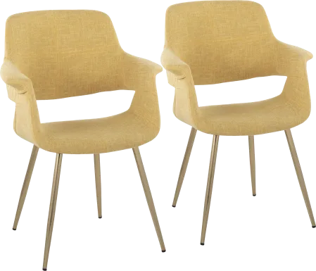 Lafanette I Yellow Arm Chair, Set of 2
