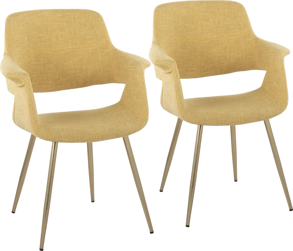 Lafanette I Yellow Arm Chair, Set of 2