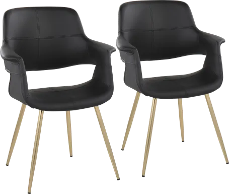 Lafanette I Black Arm Chair, Set of 2