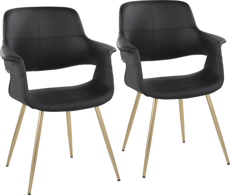 Lafanette I Black Arm Chair, Set of 2