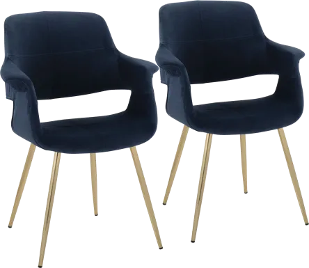 Lafanette I Blue Arm Chair, Set of 2