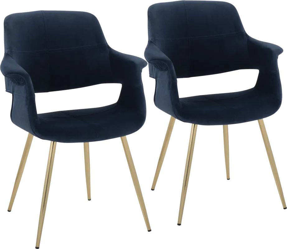 Lafanette I Blue Arm Chair, Set of 2
