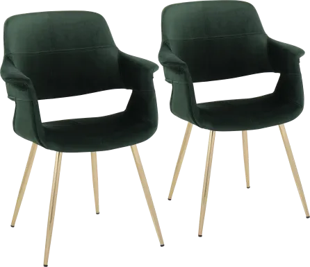 Lafanette I Green Arm Chair, Set of 2