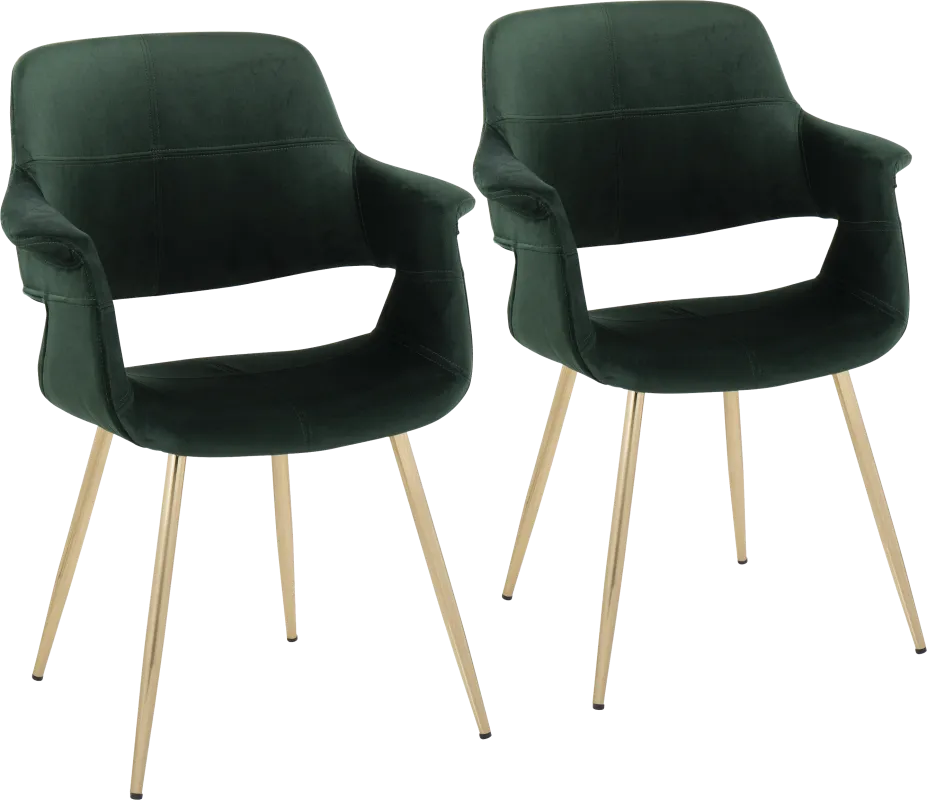Lafanette I Green Arm Chair, Set of 2