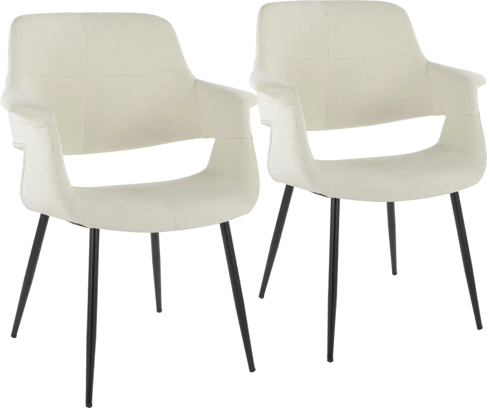 Lafanette II Cream Arm Chair, Set of 2