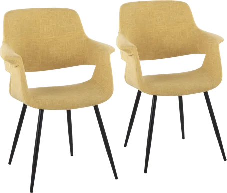 Lafanette II Yellow Arm Chair, Set of 2