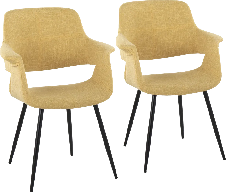 Lafanette II Yellow Arm Chair, Set of 2