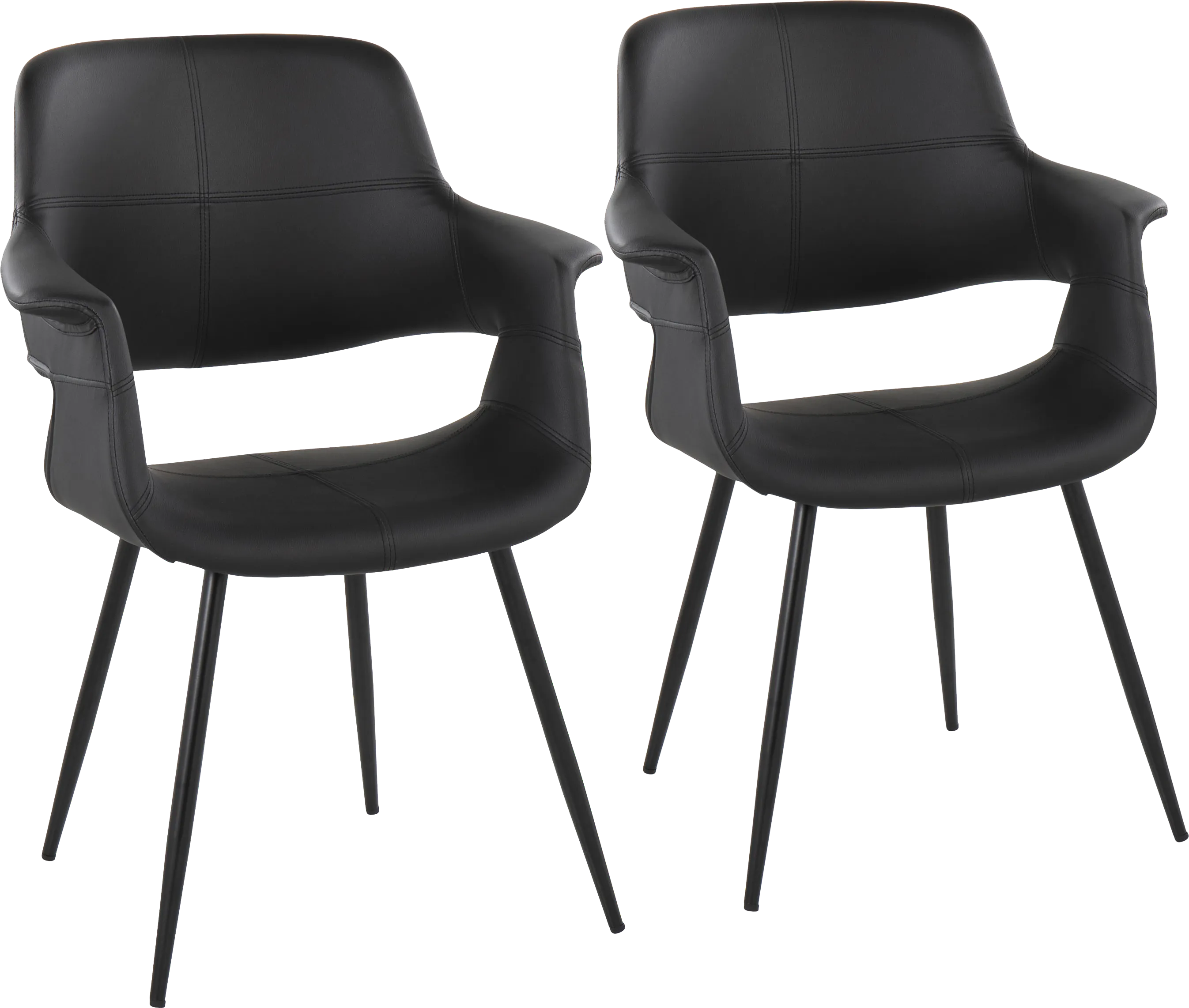 Lafanette II Black Arm Chair, Set of 2