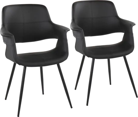 Lafanette II Black Arm Chair, Set of 2