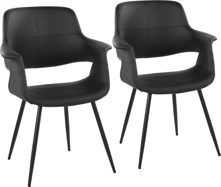 Lafanette II Black Arm Chair, Set of 2