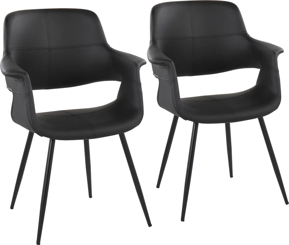 Lafanette II Black Arm Chair, Set of 2