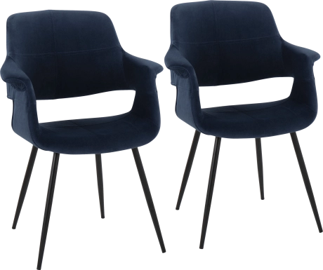 Lafanette II Blue Arm Chair, Set of 2